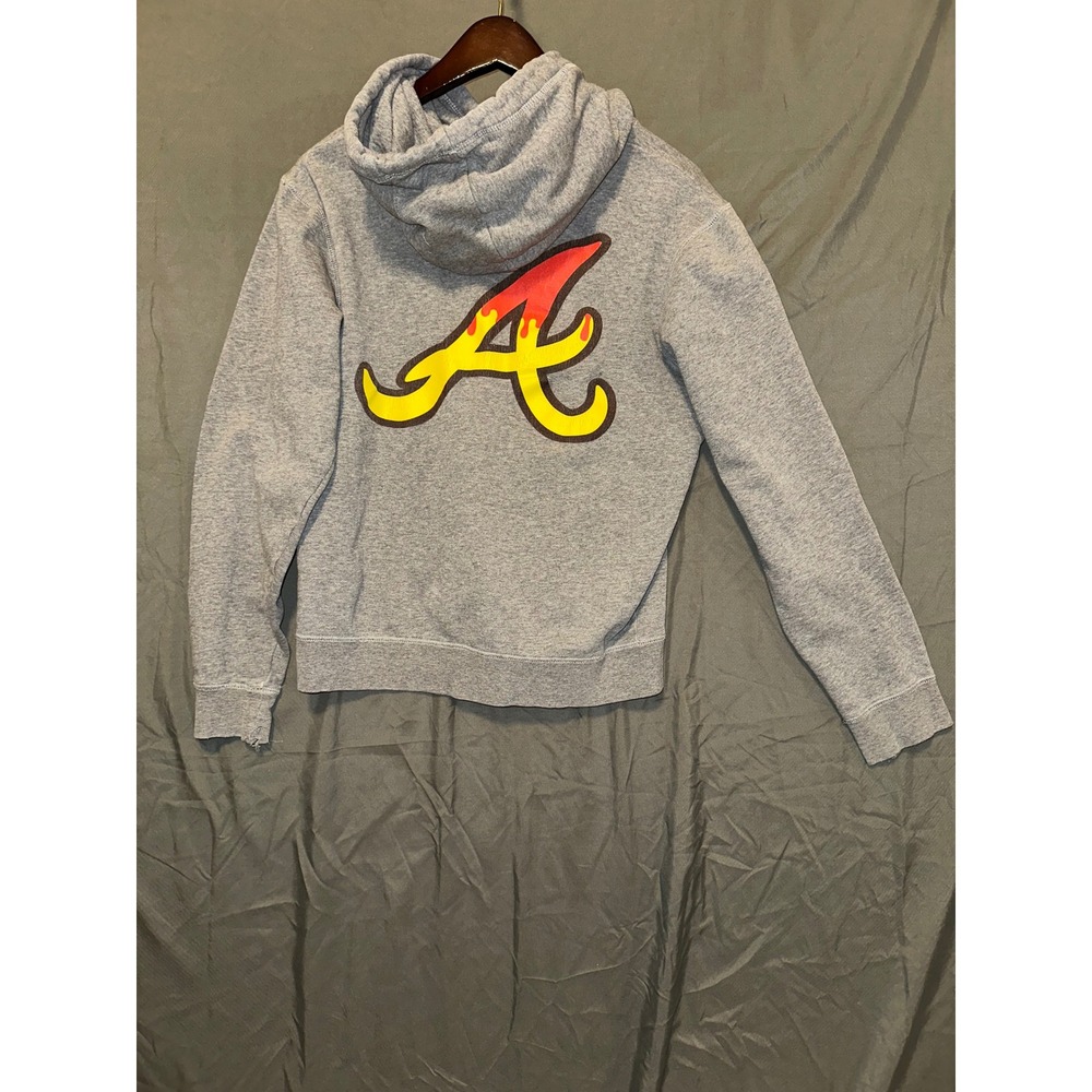 Atlanta Braves MLB Gray Hoodie Logo Graphic Pullover Sweatshirt Size Small‎